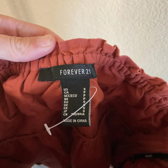 NWOT Forever 21 Womens Tie-Front Sweetheart Mini Dress Size Small- Rust - Picture 3 of 6